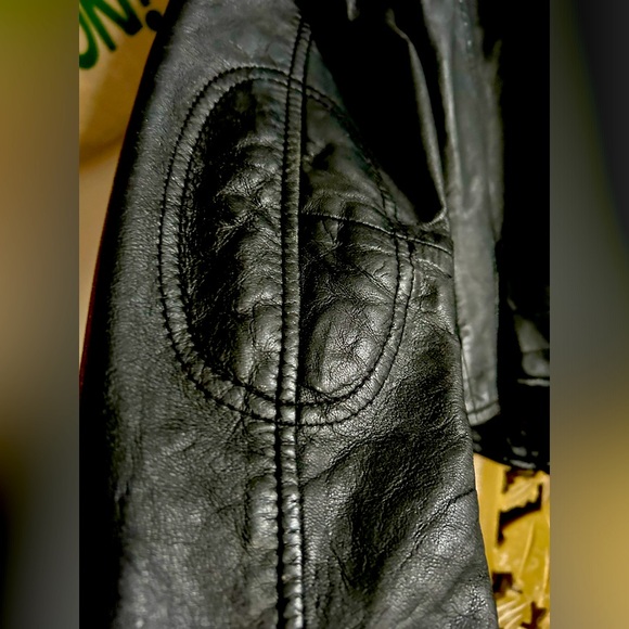 Zara TRF Moto leather jacket Silver zip details, Genuine Leather Sz Small Biker - Picture 7 of 8